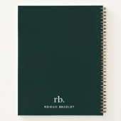 Monogram donkergroen stijlvol, modern minimalistis notitieboek (Achterkant)