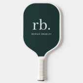 Monogram donkergroen stijlvol, modern minimalistis pickleball paddle (Achterkant)