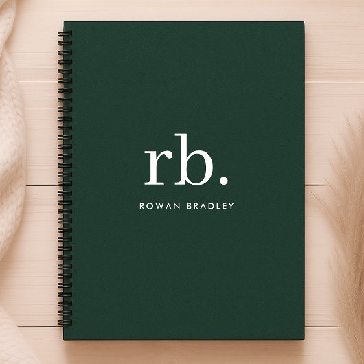 Monogram donkergroen stijlvol, modern minimalistis planner