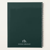 Monogram donkergroen stijlvol, modern minimalistis planner (Achterkant)
