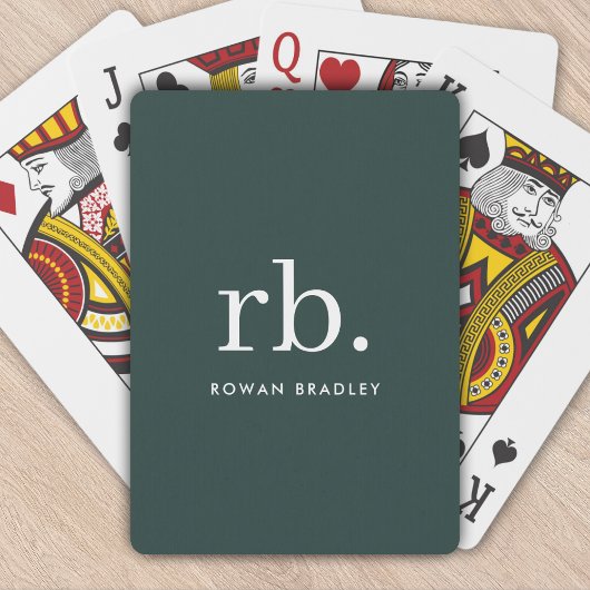 Monogram donkergroen stijlvol, modern minimalistis pokerkaarten