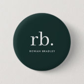 Monogram donkergroen stijlvol, modern minimalistis ronde button 5,7 cm (Voorkant)