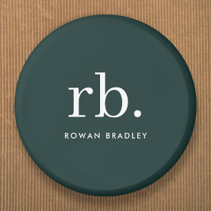 Monogram donkergroen stijlvol, modern minimalistis ronde button 5,7 cm