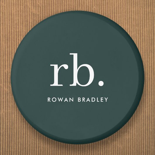 Monogram donkergroen stijlvol, modern minimalistis ronde button 5,7 cm