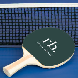 Monogram donkergroen stijlvol, modern minimalistis tafeltennisbatje