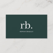 Monogram donkergroen stijlvol, modern minimalistis visitekaartje (Voorkant)