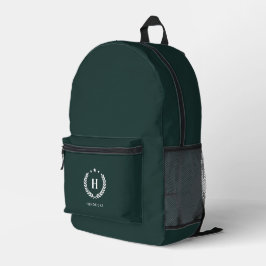 Monogram donkergroen stijlvol modern minimalistisc bedrukte rugzak