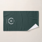 Monogram donkergroen stijlvol modern minimalistisc handdoek (Handdoek)