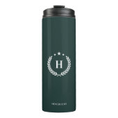 Monogram Donkergroen Stijlvol Modern Minimalistisc Thermosbeker (Voorkant)