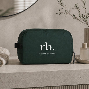 Monogram donkergroen stijlvol modern minimalistisc toilettasje