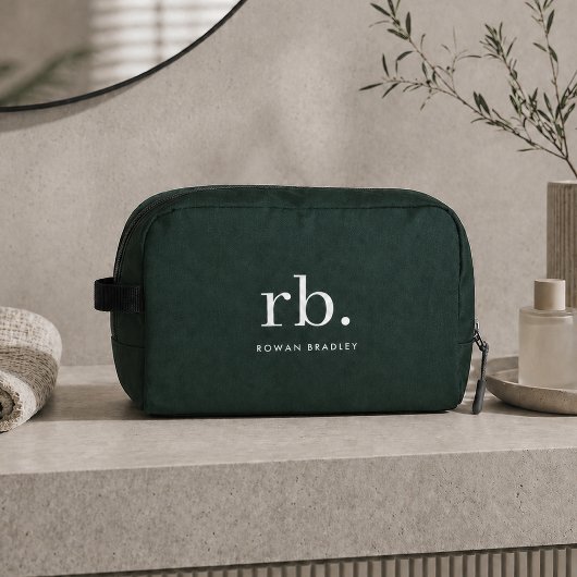 Monogram donkergroen stijlvol modern minimalistisc toilettasje