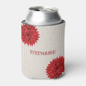 Monogram donkerrode bloem blikjeskoeler (Blikje Voorkant)