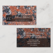 Monogram donkerrode marmer met zwarte marmer visitekaartje (Voorkant / Achterkant)