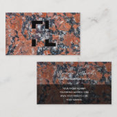 Monogram donkerrode marmer met zwarte marmer visitekaartje (Voorkant / Achterkant)