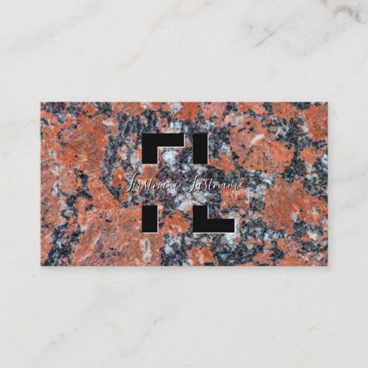 Monogram donkerrode marmer met zwarte marmer visitekaartje (Voorkant)