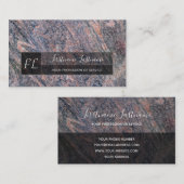 Monogram donkerrode marmer met zwarte marmer visitekaartje (Voorkant / Achterkant)