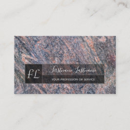 Monogram donkerrode marmer met zwarte marmer visitekaartje