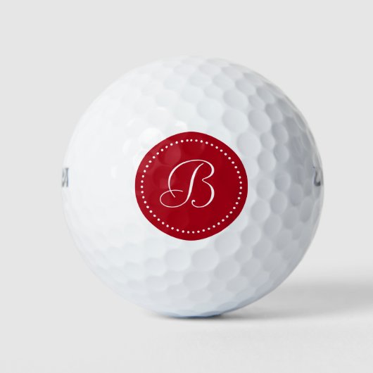 Monogram donkerrood met stippen golfballen (Voorkant)