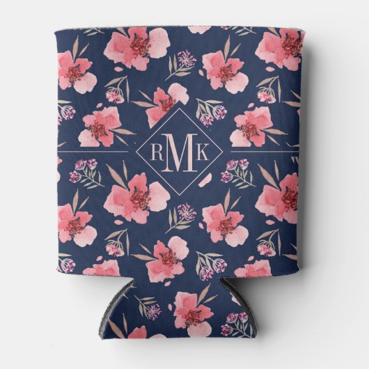 Monogram | Donkerroze Waterverf Blikjeskoeler (Voorkant)