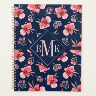 Monogram   Donkerroze Waterverf Planner