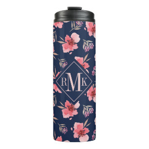 Monogram Donkerroze Waterverf Thermosbeker