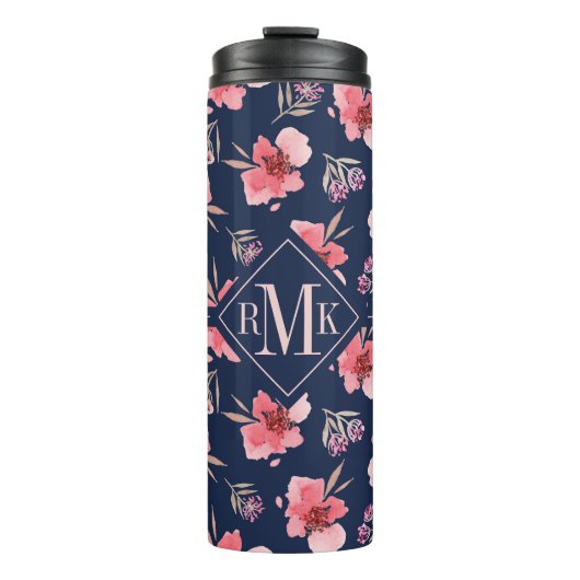 Monogram | Donkerroze Waterverf Thermosbeker (Voorkant)