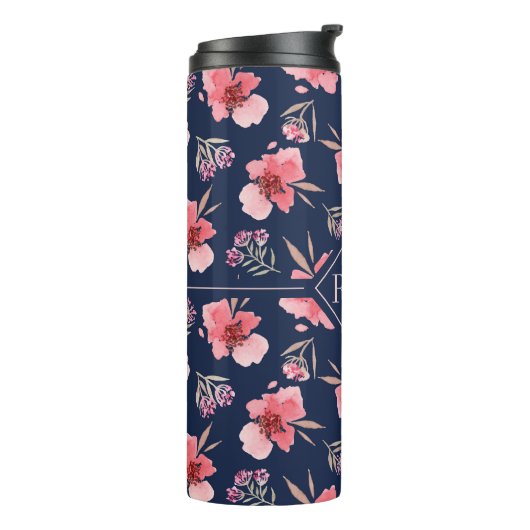 Monogram | Donkerroze Waterverf Thermosbeker (Gedraaid links)