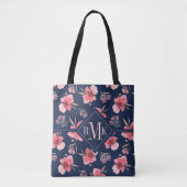 Monogram | Donkerroze Waterverf Tote Bag (Voorkant)