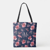 Monogram | Donkerroze Waterverf Tote Bag (Achterkant)