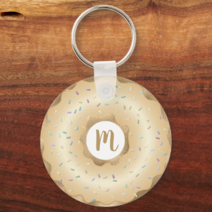 Monogram donut gouden folie script girly luxe sleutelhanger
