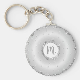 Monogram donut zilver glitter script chic girly sleutelhanger