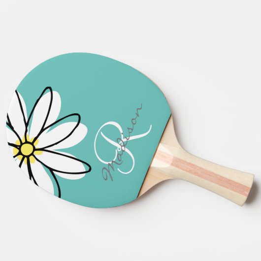 Monogram Doodle Daisy Flower Tafeltennisbatje (Zijkant)