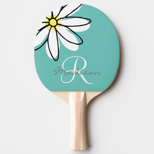 Monogram Doodle Daisy Flower Tafeltennisbatje (Voorkant)