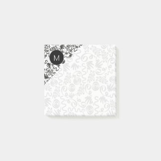 Monogram Doodle Krullen Zwart en Wit Post-it® Notes