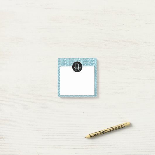 Monogram Doodle wervelpatroon achtergrond Post-it® Notes (Op bureau)