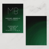 Monogram door modern groen zwart visitekaartje (Voorkant / Achterkant)