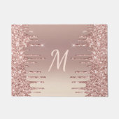 Monogram Doormat Roos Gold Blush Glitter Drivers Deurmat (Voorkant)