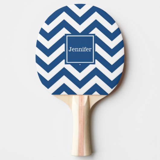 Monogram Douane Blauwe Chevron Ping Pong Bat Tafeltennisbatje (Voorkant)