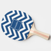 Monogram Douane Blauwe Chevron Ping Pong Bat Tafeltennisbatje (Zijkant)