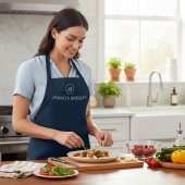 Monogram Douanenaam Blauw en Wit Schort