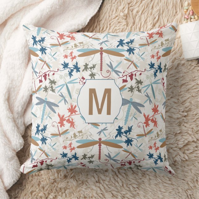 Monogram Dragonfly Patroon Meerkleurige piloot Kussen (Deken)