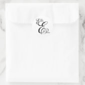 Monogram Drie Letters & Namen Bruiloft Sticker (Tas)