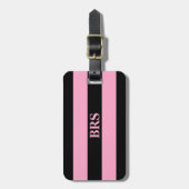 Monogram Drie Zwarte Streep op Anjelier Roze Bagagelabel (Voorkant verticaal)