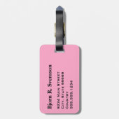 Monogram Drie Zwarte Streep op Anjelier Roze Bagagelabel (Achterkant verticaal)