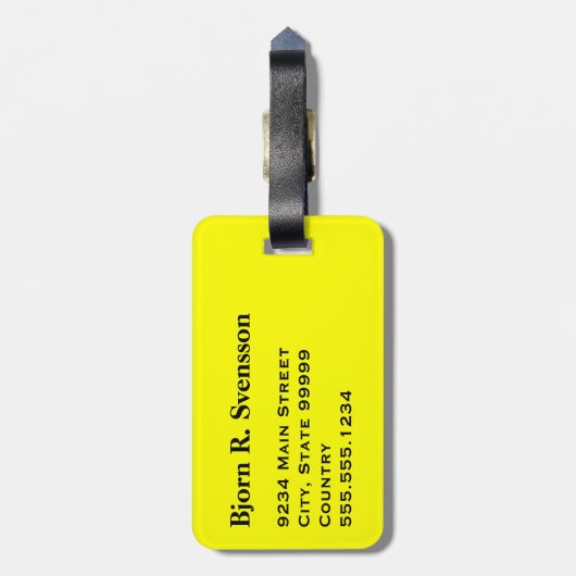 Monogram Drie Zwarte Streep op Geel Bagagelabel (Achterkant verticaal)