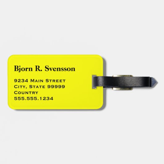 Monogram Drie Zwarte Streep op Geel Bagagelabel (Achterkant horizontaal)