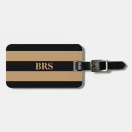 Monogram Drie Zwarte Streep op Kameelbruin Bagagelabel