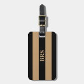 Monogram Drie Zwarte Streep op Kameelbruin Bagagelabel (Voorkant verticaal)