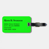 Monogram Drie Zwarte Streep op Lime Groen Bagagelabel (Achterkant horizontaal)
