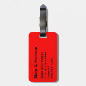 Monogram Drie Zwarte Streep op Rood Bagagelabel (Achterkant verticaal)